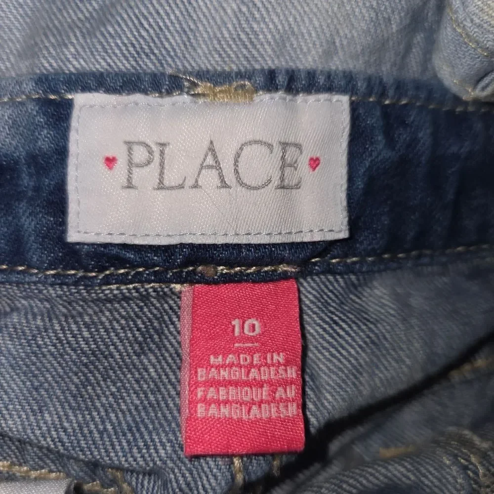The Children's Place Girls' Tie Dye Denim Shortalls Size 10